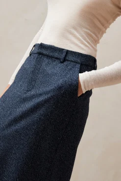 Angelina Herringbone Navy Skirt