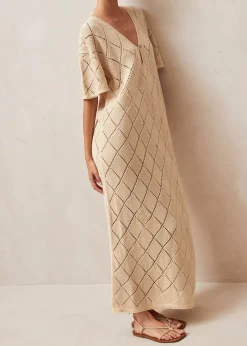 Aries Vestido Midi De Punto Ecru