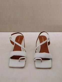 Asymmetric Straps - Mules Blancos De Piel