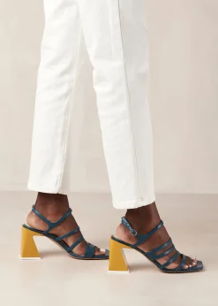Aubrey - Sandalias Negras Y Amarillas De Piel