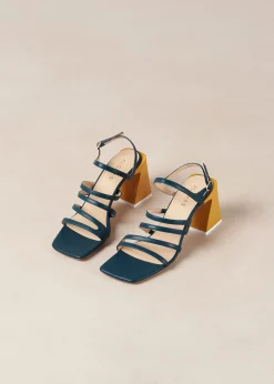 Aubrey - Sandalias Negras Y Amarillas De Piel