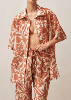 Belize Camisa Floral Naranja