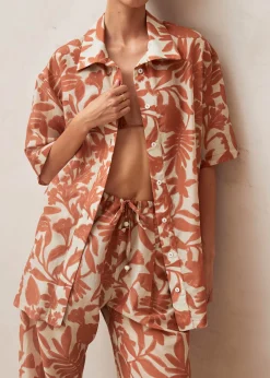 Belize Camisa Floral Naranja