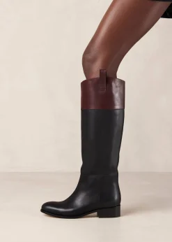 Billie Botas De Cuero Bicolor Negro Y Burdeos