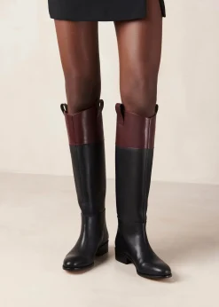 Billie Botas De Cuero Bicolor Negro Y Burdeos