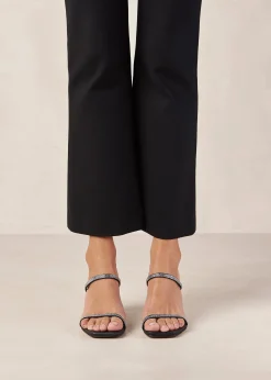 Cannes Glow - Sandalias Negras De Piel Con Cristales