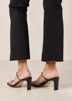 Cannes Glow - Sandalias Negras De Piel Con Cristales