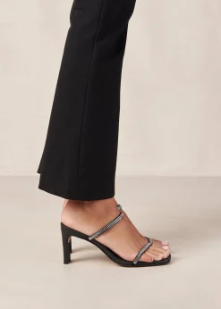 Cannes Glow - Sandalias Negras De Piel Con Cristales