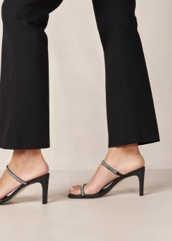 Cannes Glow - Sandalias Negras De Piel Con Cristales