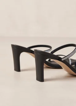 Cannes Glow - Sandalias Negras De Piel Con Cristales