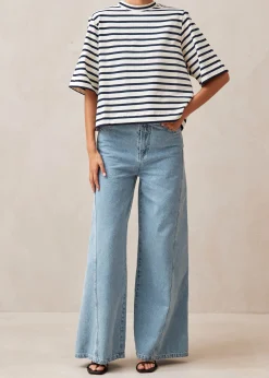 Capa Camiseta De Rayas Azules Y Blancas