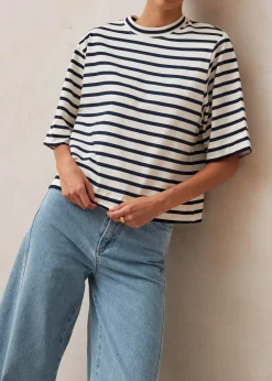 Capa Camiseta De Rayas Azules Y Blancas
