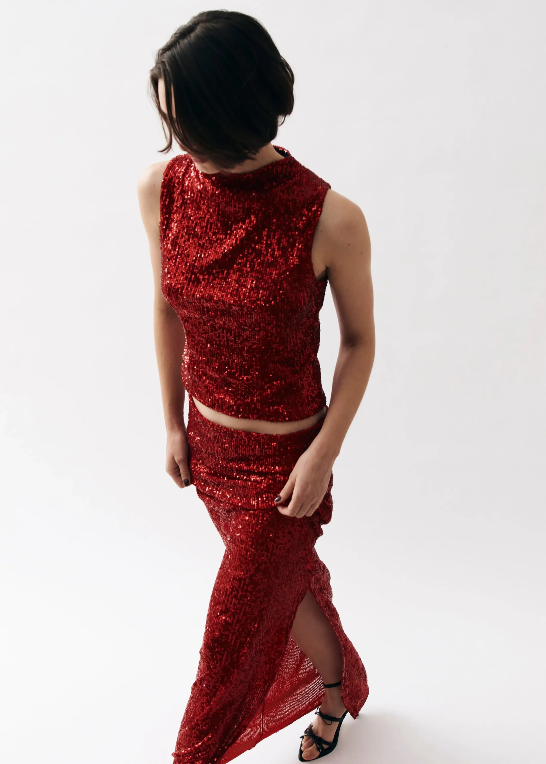 Carla - Top De Lentejuelas Rojo