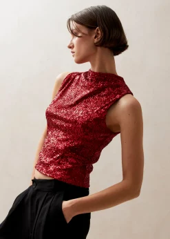 Carla - Top De Lentejuelas Rojo