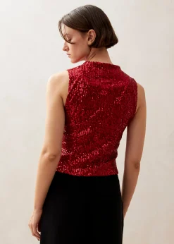 Carla - Top De Lentejuelas Rojo