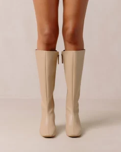 Chalk - Botas Beige De Piel Vegana