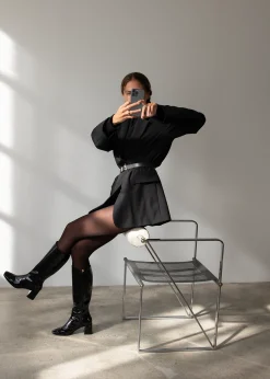 Chalk - Botas Negras Altas De Cuero Vegano