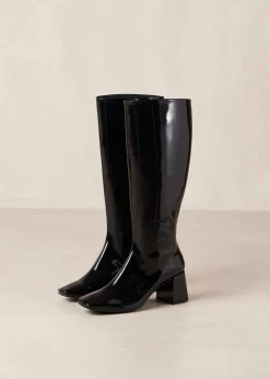 Chalk - Botas Negras Altas De Cuero Vegano