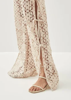 Dibun Pantalones De Encaje Color Crema