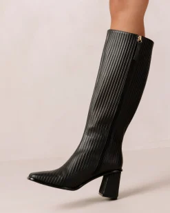 East Pleated - Botas Negras De Piel