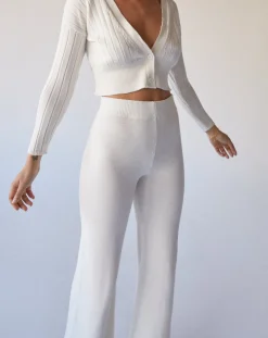 Easy Wide - Pantalón De Punto Blanco