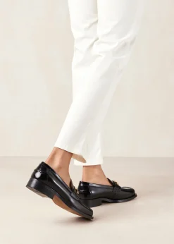 Elliot - Mocasines Negros Con Cadena Dorada