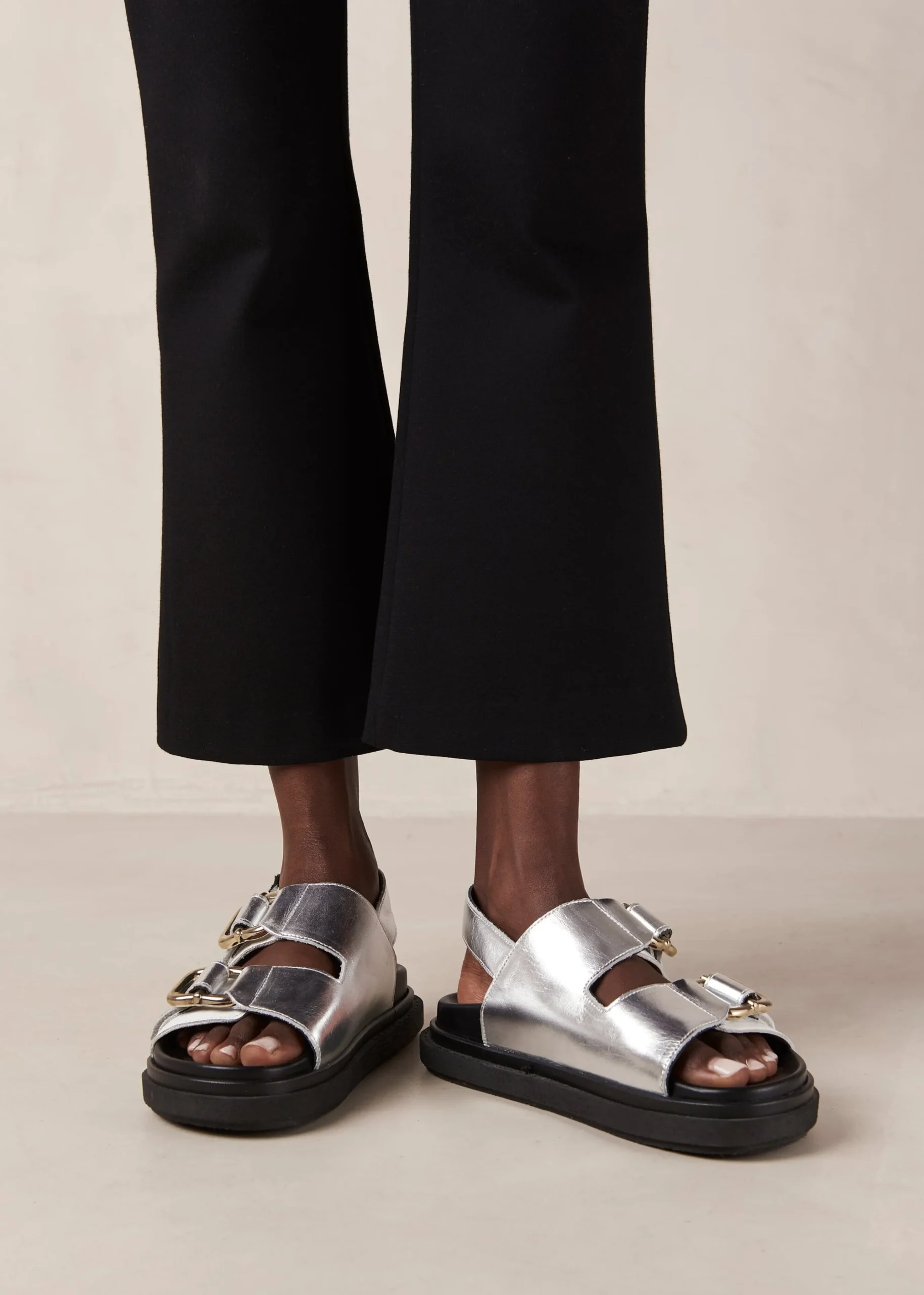 Harper - Sandalias Plateadas Y Blancas De Piel
