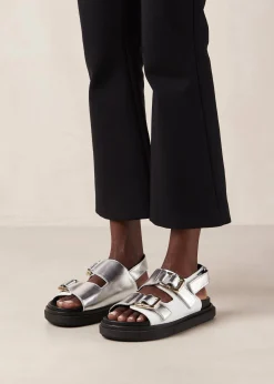 Harper - Sandalias Plateadas Y Blancas De Piel