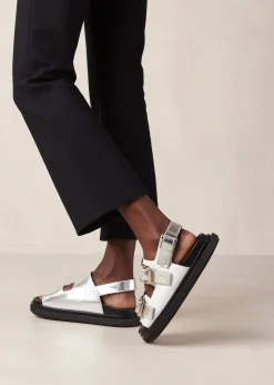Harper - Sandalias Plateadas Y Blancas De Piel