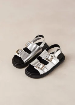 Harper - Sandalias Plateadas Y Blancas De Piel