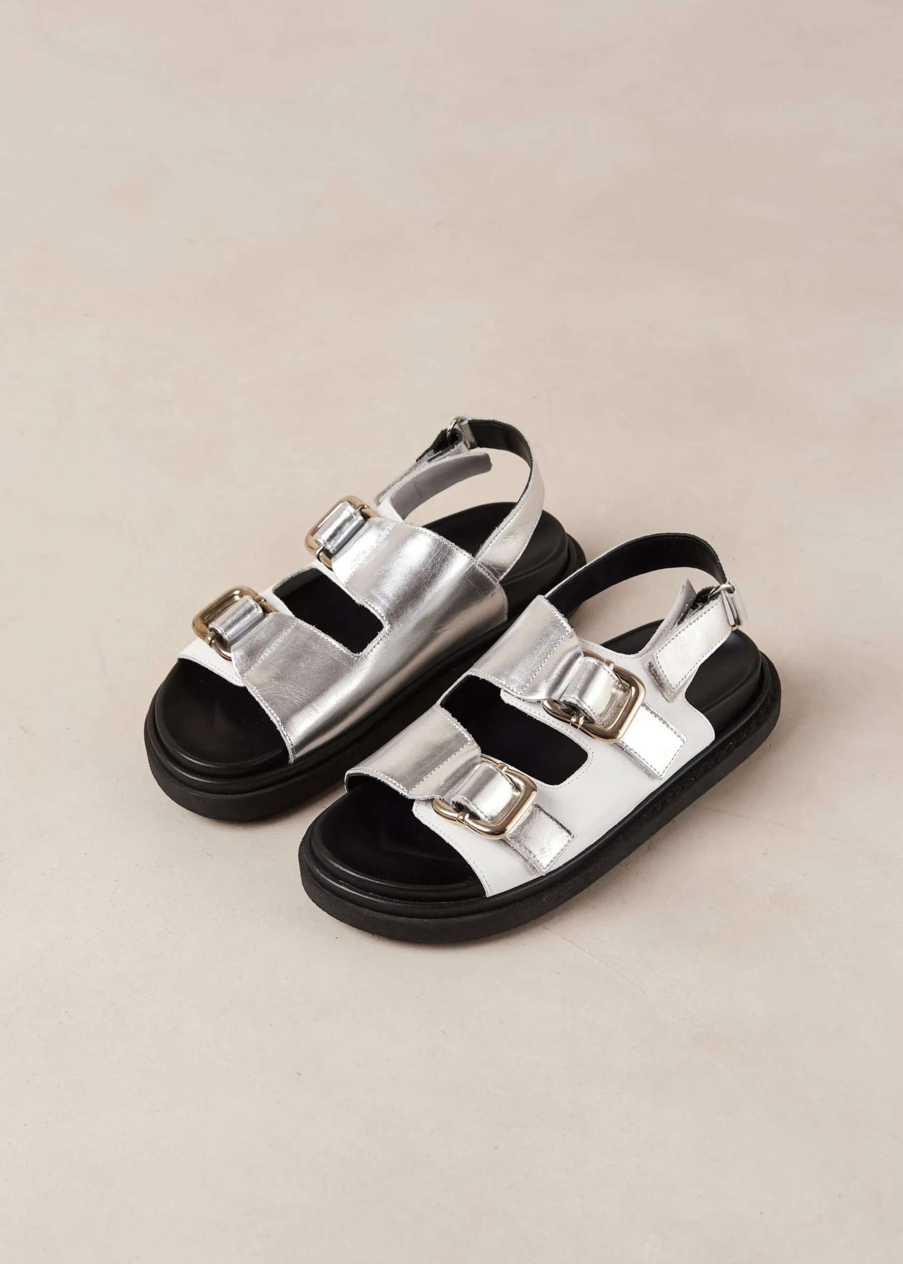 Harper - Sandalias Plateadas Y Blancas De Piel