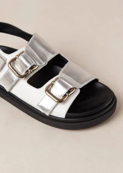 Harper - Sandalias Plateadas Y Blancas De Piel