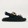 Harper Sandalias De Cuero Gris Suave