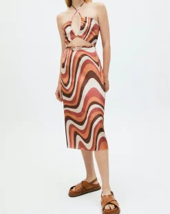 High Tied Kaleidoscope - Falda De Raso Roja