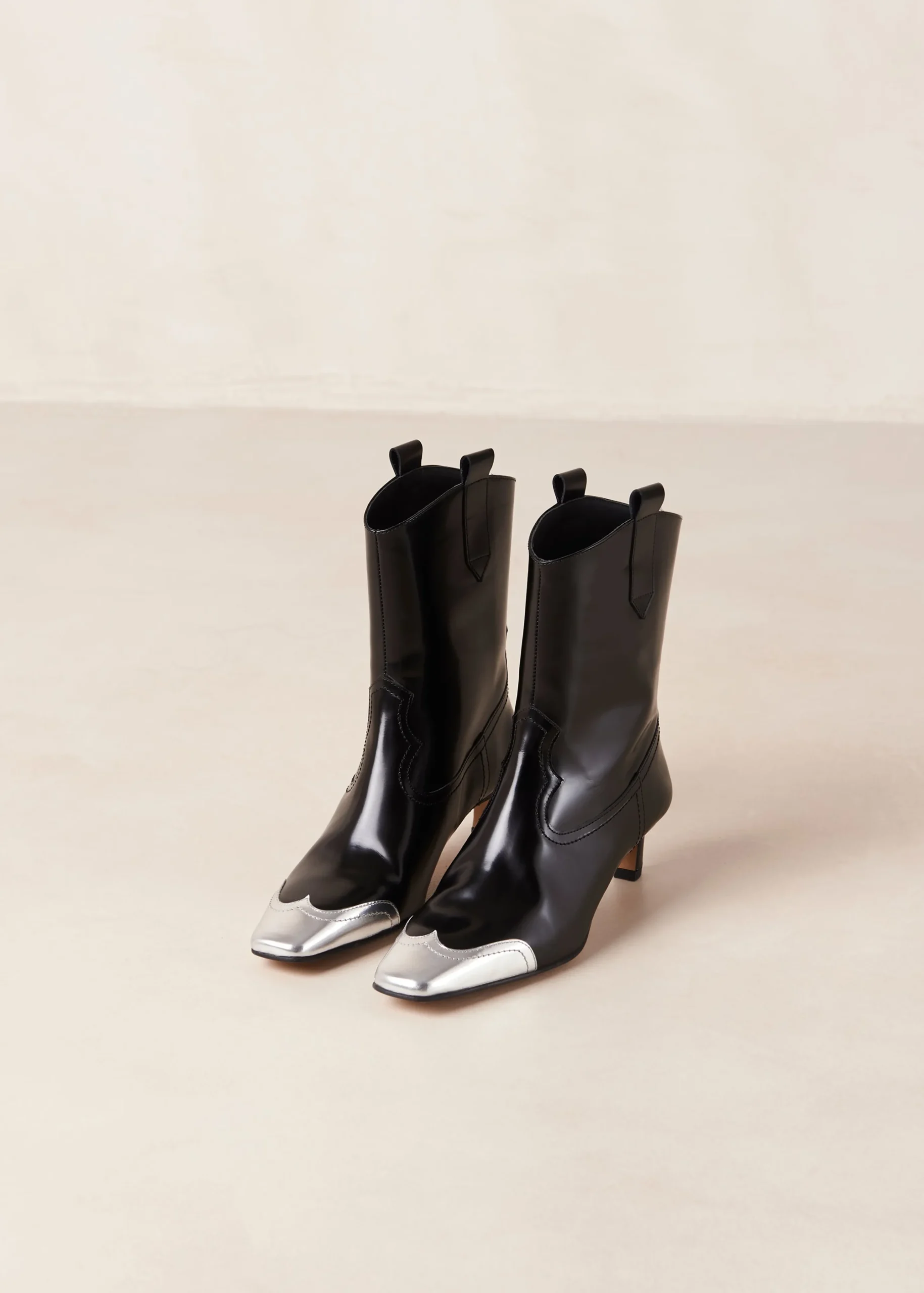 Hudson Shimmer - Botines Cowboy Negros Con Punta Plateada