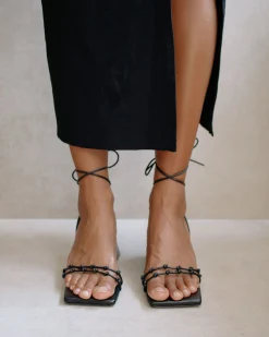 Juniper - Sandalias Negras De Piel