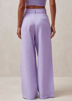 Kaede - Pantalones Morados De Lino