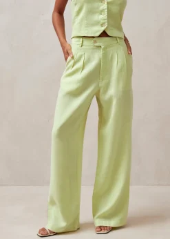 Kaede - Pantalones Verdes De Lino