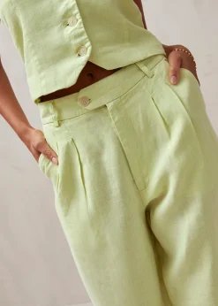 Kaede - Pantalones Verdes De Lino