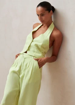 Kaede - Pantalones Verdes De Lino