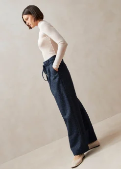 Kathy Pantalones De Espiga Azul Marino
