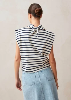 Laurent Camiseta A Rayas Azul Marino Y Crema