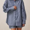 Lenaire Camisa De Rayas Azules Y Blancas