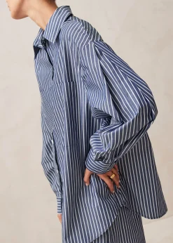 Lenaire Camisa De Rayas Azules Y Blancas