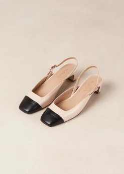 Lindy Tacones Bicolores De Cuero Negro Y Color Crema