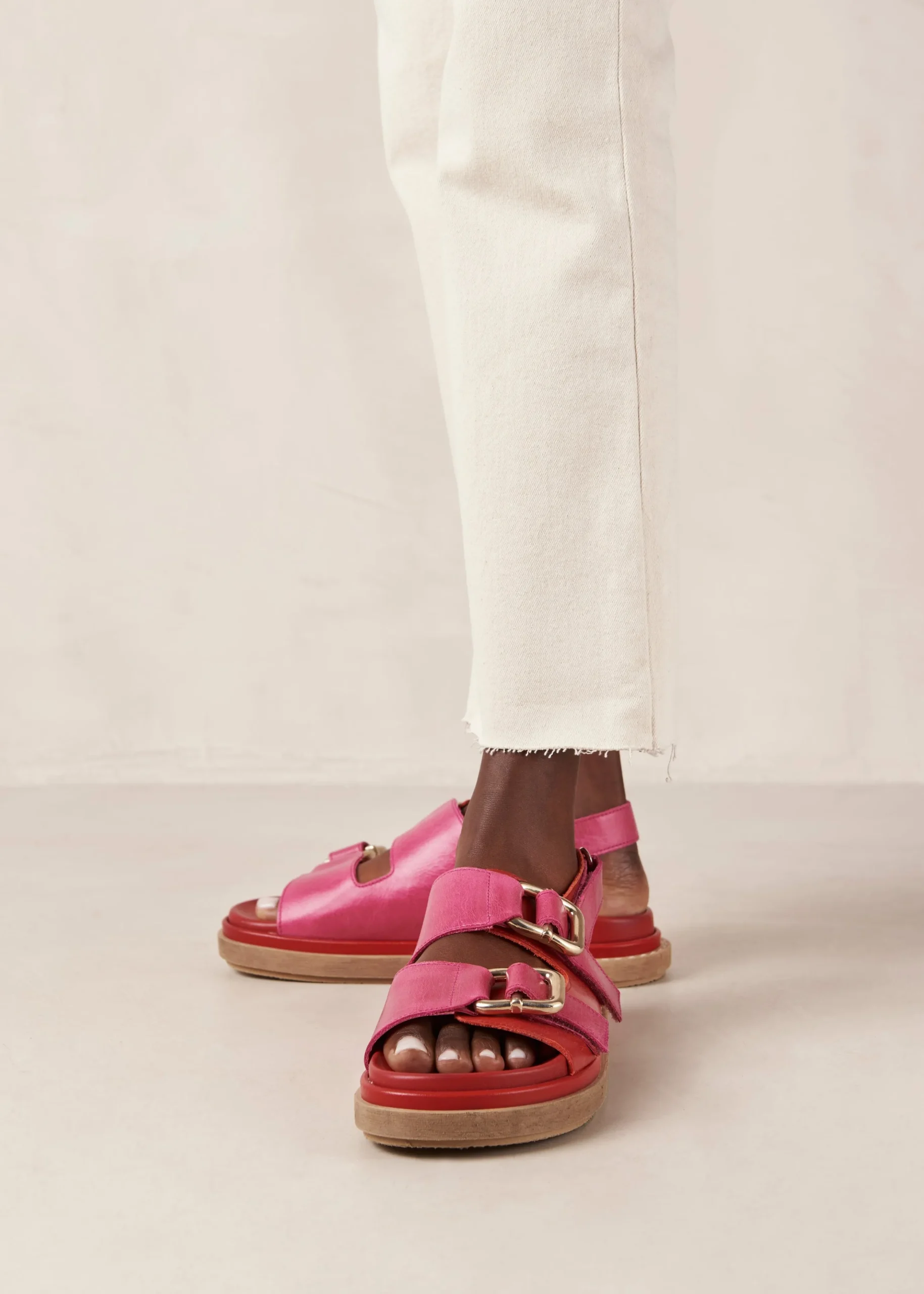 Lorena - Sandalias Negras De Cuero Vegano
