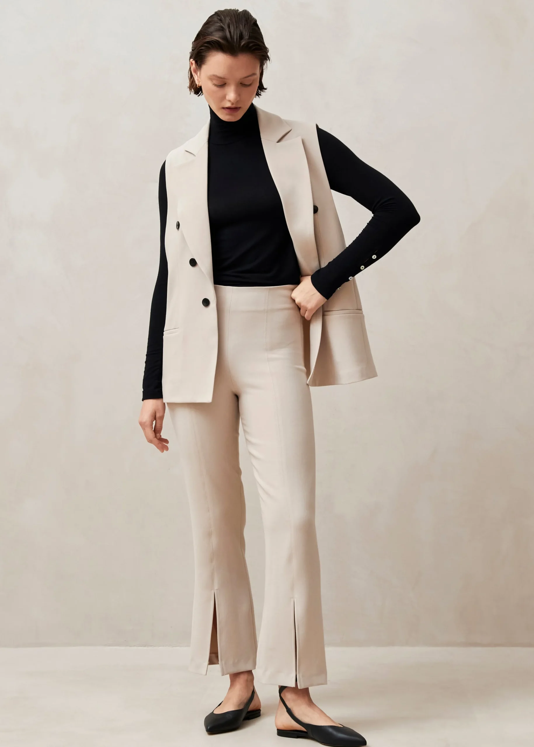 Martina - Pantalones Flare Beige