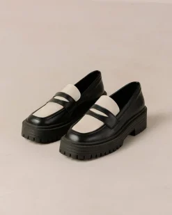 Mask - Mocasines Negros Y Color Crema De Piel Vegana