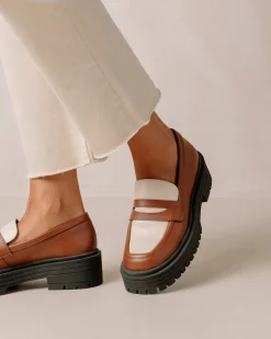 Mask - Mocasín Blanco Y Marrón De Piel Vegana