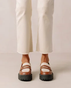 Mask - Mocasín Blanco Y Marrón De Piel Vegana